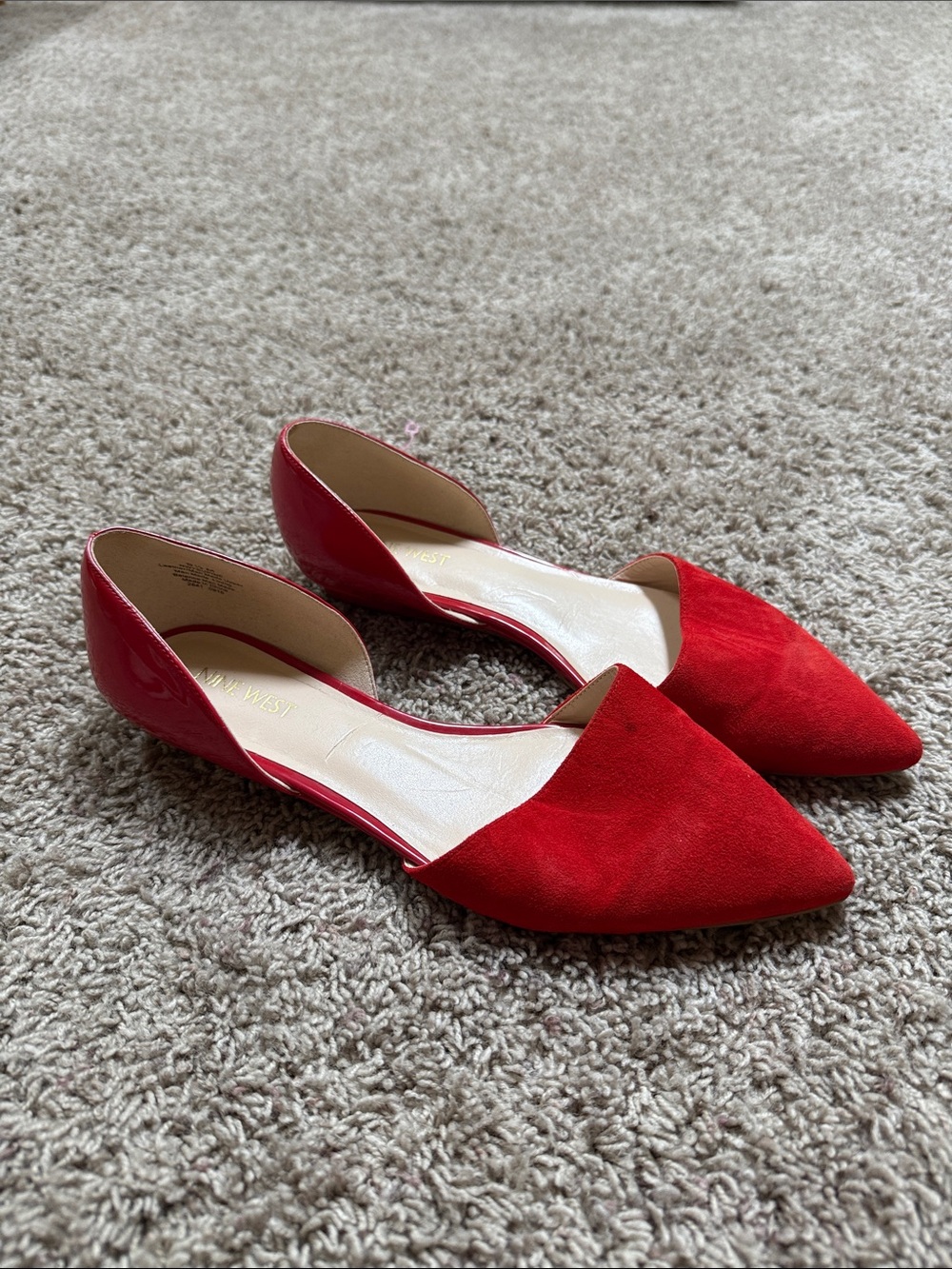 Nine West Red Pointed-Toe D'Orsay Flats